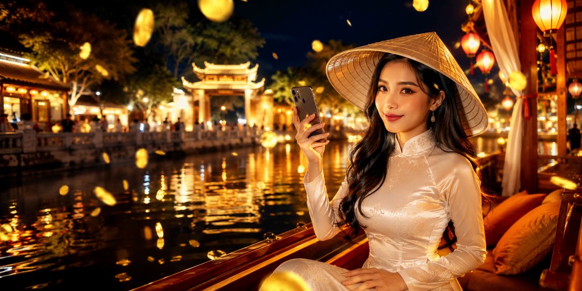 Người hâm mộ thể thao tại Hà Nội theo dõi kèo bóng đá trực tuyến với hình ảnh nón lá truyền thống